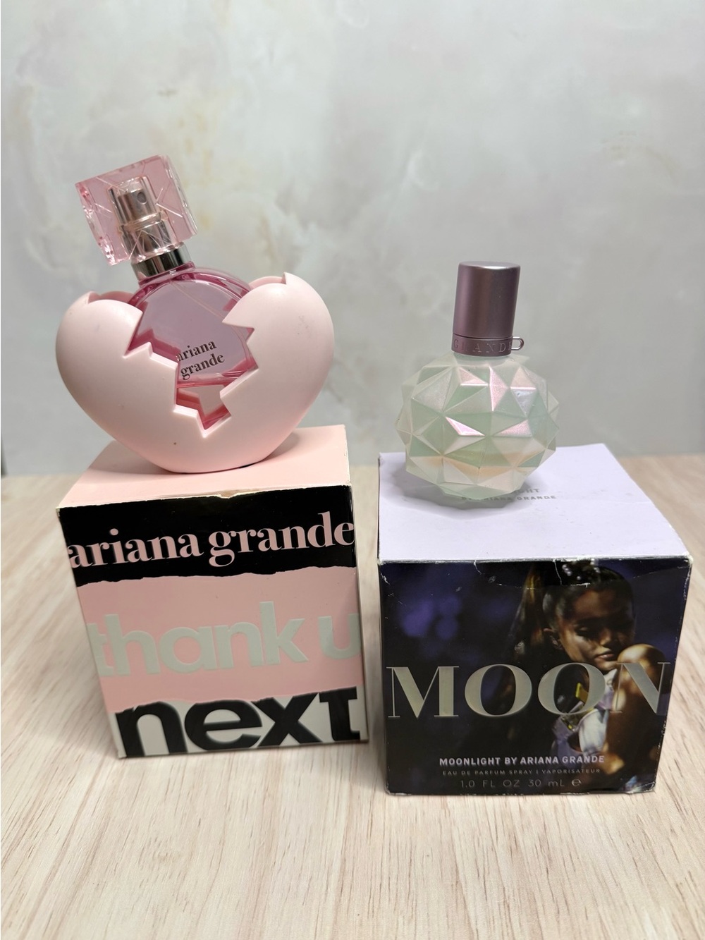 Ariana Grande Pink Heart & Opalescent Facet Perfume Bottle Duo